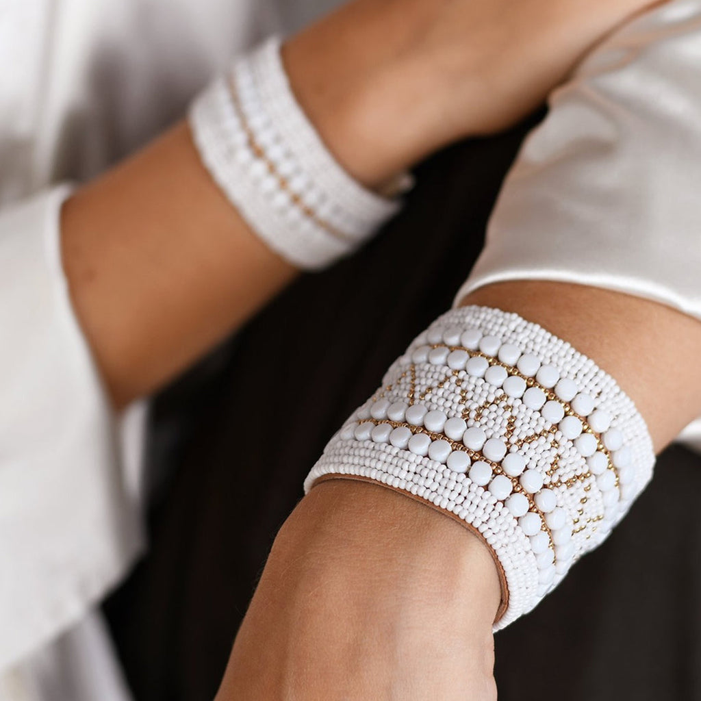 Wide Decorative Leather Bracelet